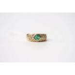 Emerald & Diamond Christou Ring, stamped 18ct yellow gold, size G, 2.9g.