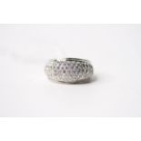 Diamond Bombe Ring, stamped 900 platinum, diamond total 1.02ct, size O, 12.1g.
