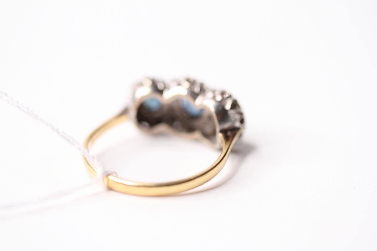 Sapphire & Cluster Ring, stamped 18ct yellow gold, size R, 4.37g. - Image 2 of 3