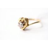 Diamond Heart Ring, stamped 18ct yellow gold, size P, 3.22g.