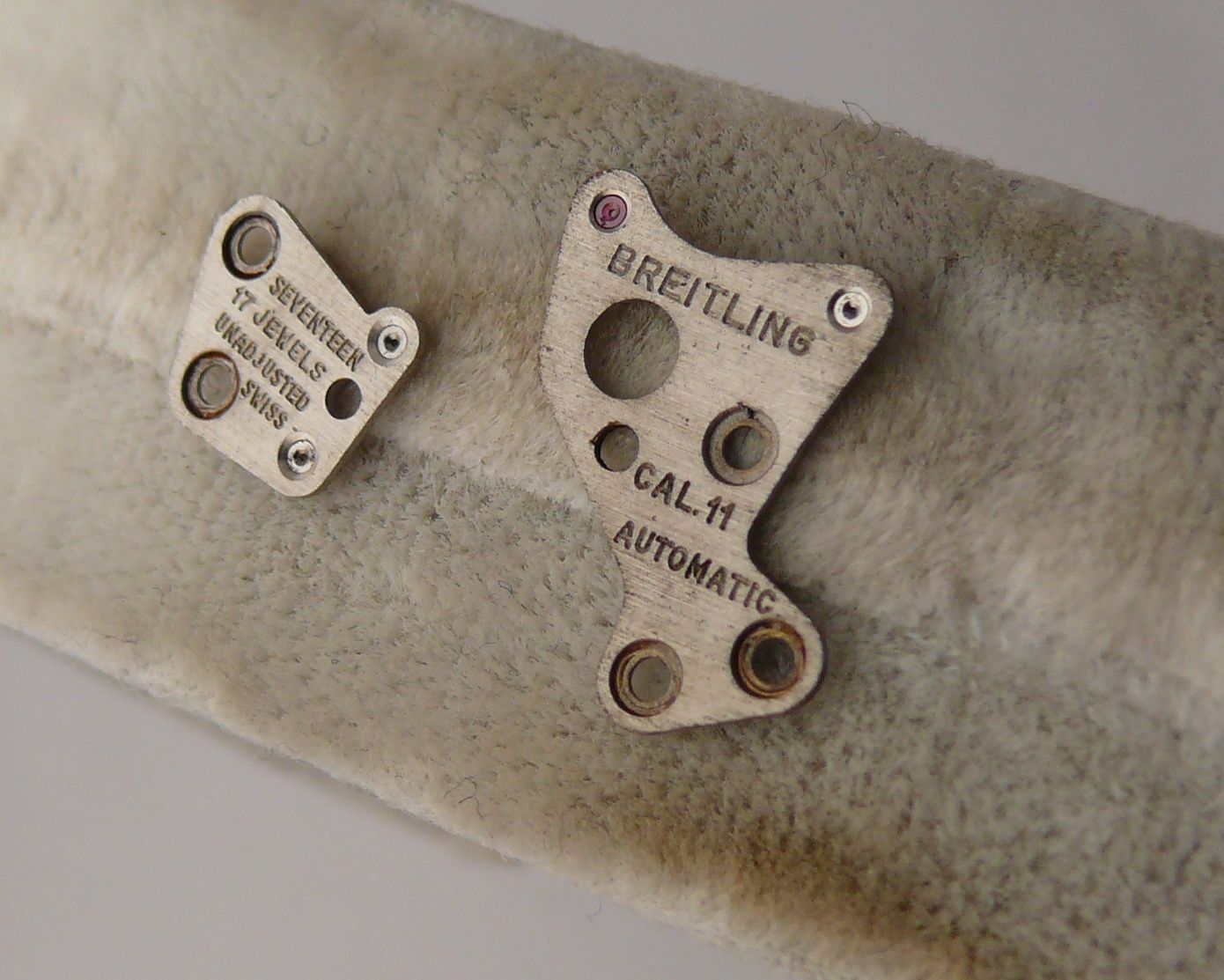 Vintage Breitling calibre 11 Movement Bridge. Both are in used condition, as can be seen from the - Image 2 of 5