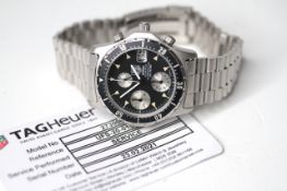 TAG HEUER 2000 CHRONOGRAPH WITH SERVICE PAPERS, circular black dial with baton hour markers, date