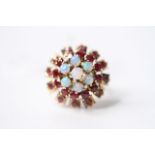 Opal & Ruby Ballerina Design Ring, 14ct yellow gold, size O, 6.5g.