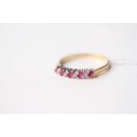 Baguette Ruby & Diamond Ring, stamped 18ct yellow gold, size W, 3.22g.