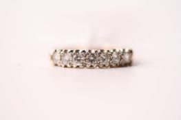 7 Stone Diamond Ring, 9ct yellow gold, size Q, 2g.