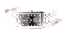 LONGINES DIAMOND DIAL DOLCE VITA WRISTWATCH REF L5.255.4 W/BOX & PAPERS, rectangular black dial