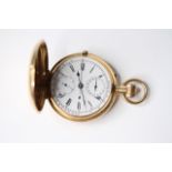 VINTAGE 18CT POCKET WATCH CHRONOGRAPH, circular white dial with roman numeral hour markers, two