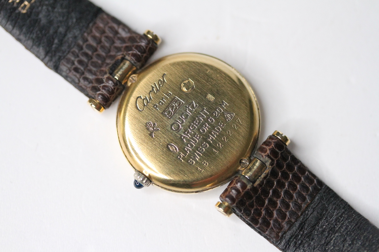 LADIES MUST DE CARTIER VENDOME VERMEIL QUARTZ WATCH, circular outer maroon dial with gold roman - Image 2 of 2