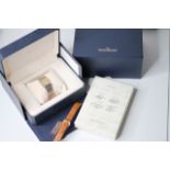 JAEGER-LECOULTRE REVERSO STEEL AND 18CT GOLD BOX AND BOOKLETS REFERENCE 250.5.86, rectangular silver