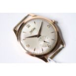 VINTAGE 18CT HERODIA OVERSIZE WRIST WATCH, circular cream dial with baton and arabic numeral hour