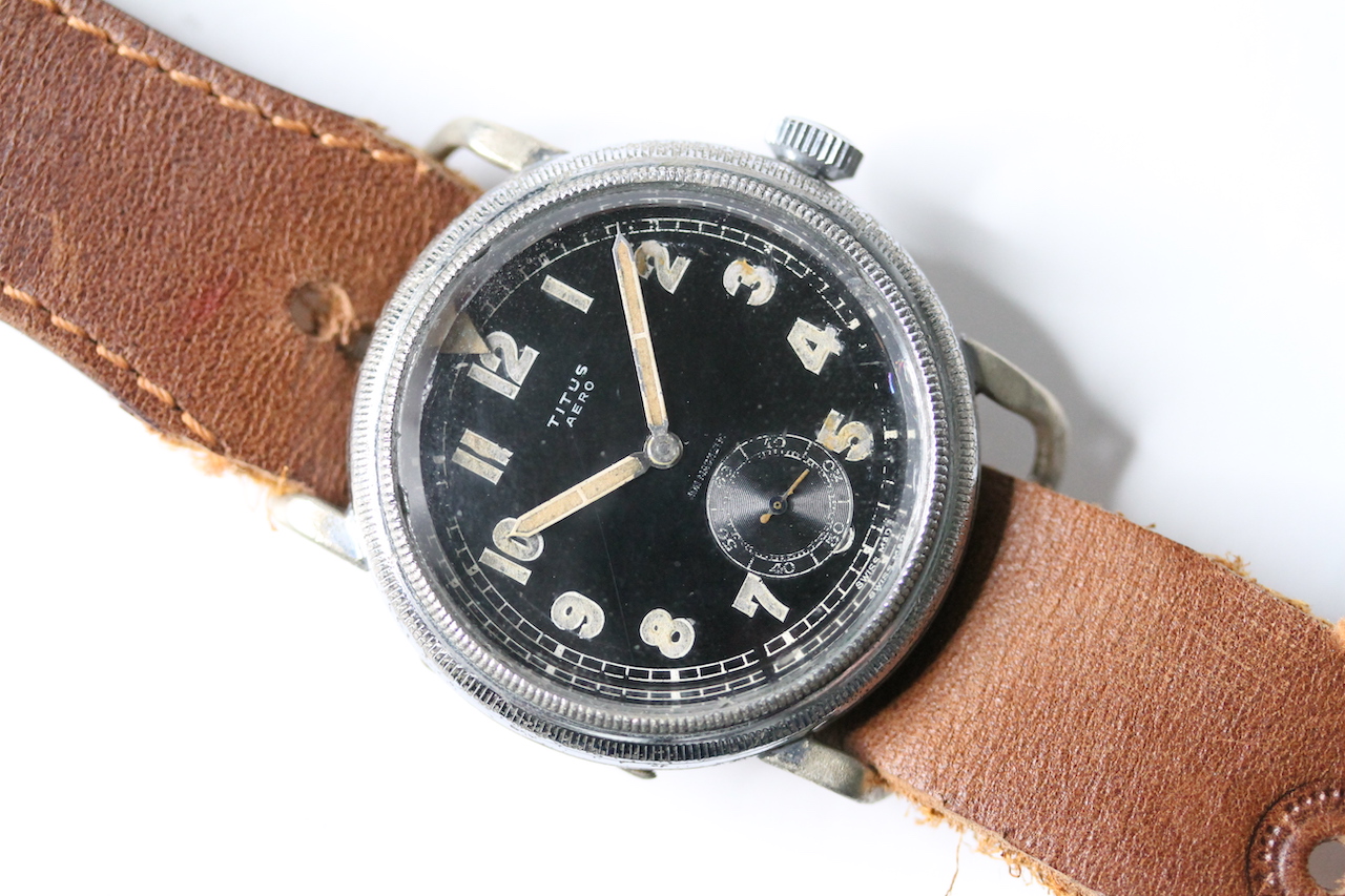 TITUS AERO GERMAN MILITARY FLIEGER PILOTS WATCH, circular black dial with arabic numeral hour - Image 2 of 6