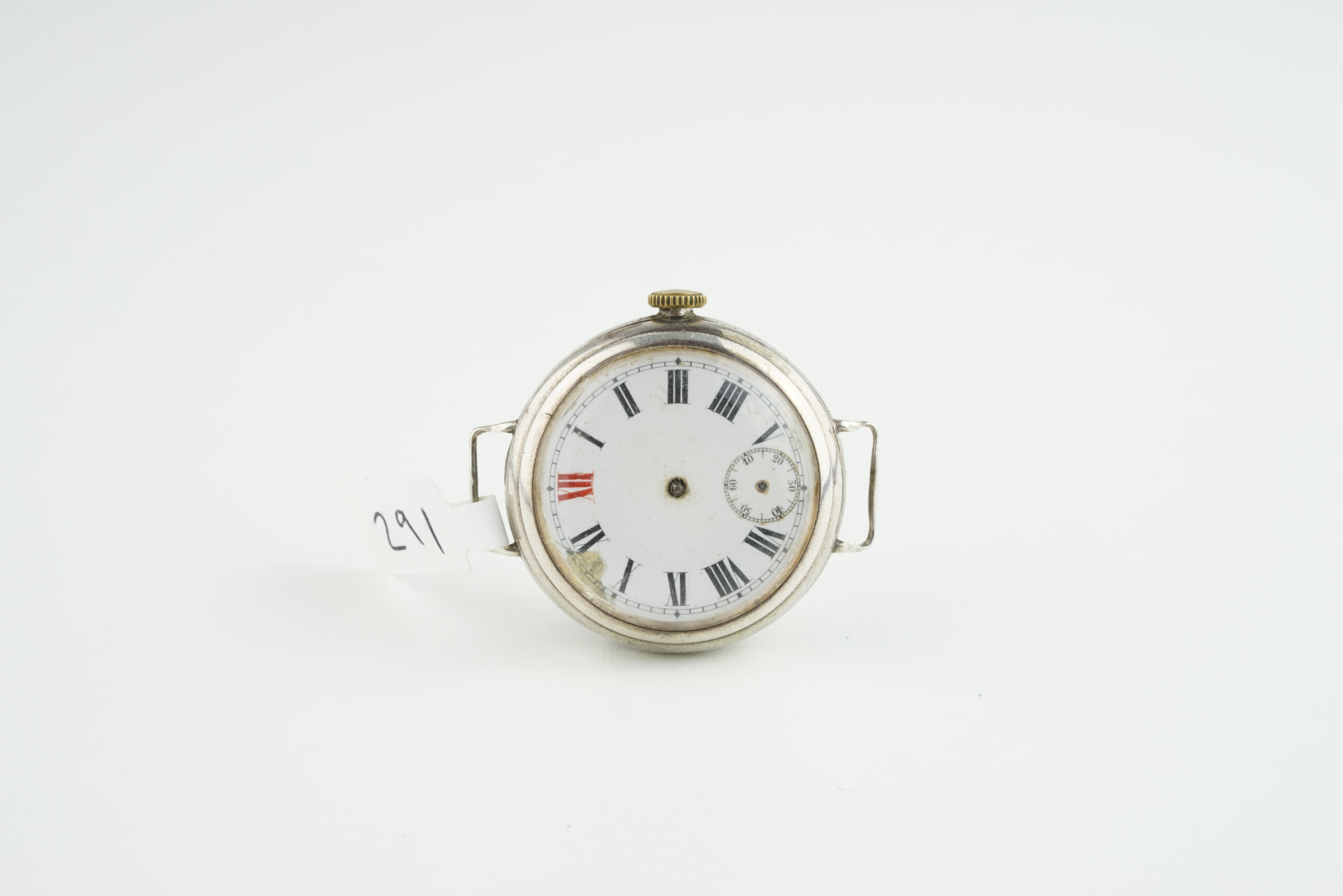GENTLEMENS ROLEX SILVER TRENCH WW1 WRISTWATCH CIRCA 1914, circular white dial with roman numeral