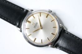 VINTAGE OMEGA AUTOMATIC BUMPER MOVEMENT REFERENCE 2398-1, circular sunburst silver dial with baton