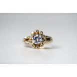 14CT BRILLIANT CUT DIAMOND CLUSTER RING, brilliant cut diamond cluster ring, centre brilliant cut