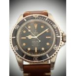 TUDOR SUBMARINER WRISTWATCH REF 7928, original gilt dial with caramel aged lume and matching flat