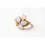 Opal Cluster Ring, stamped 14ct yellow gold, size N, 4.46g.