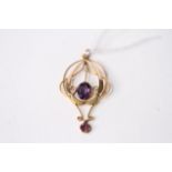 Amethyst Pendant, 9ct yellow gold, approximately 39 x 23mm, 1.7g.