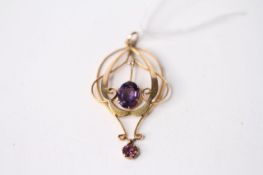 Amethyst Pendant, 9ct yellow gold, approximately 39 x 23mm, 1.7g.