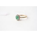 Emerald & Diamond Cluster Ring, size N1/2, 1.82g.