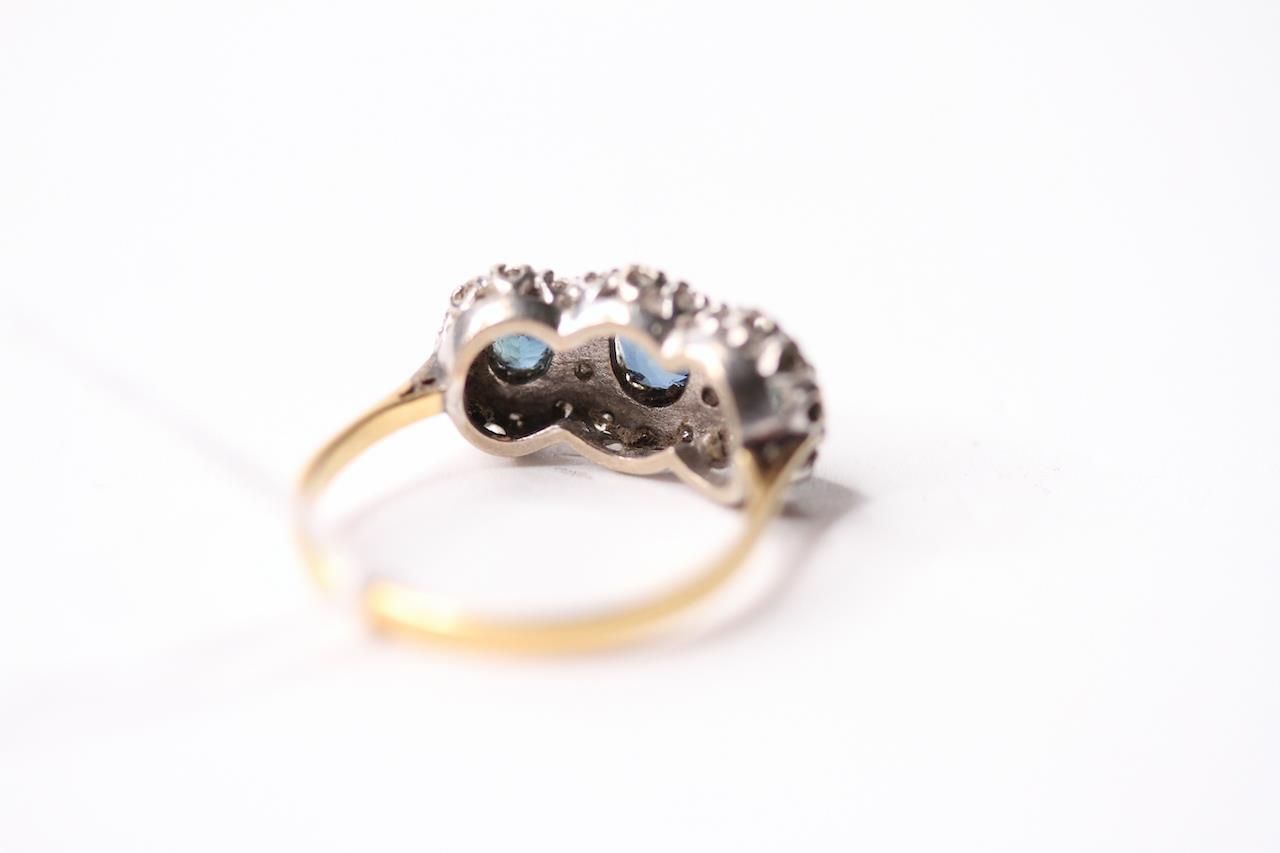 Sapphire & Cluster Ring, stamped 18ct yellow gold, size R, 4.37g. - Image 3 of 3