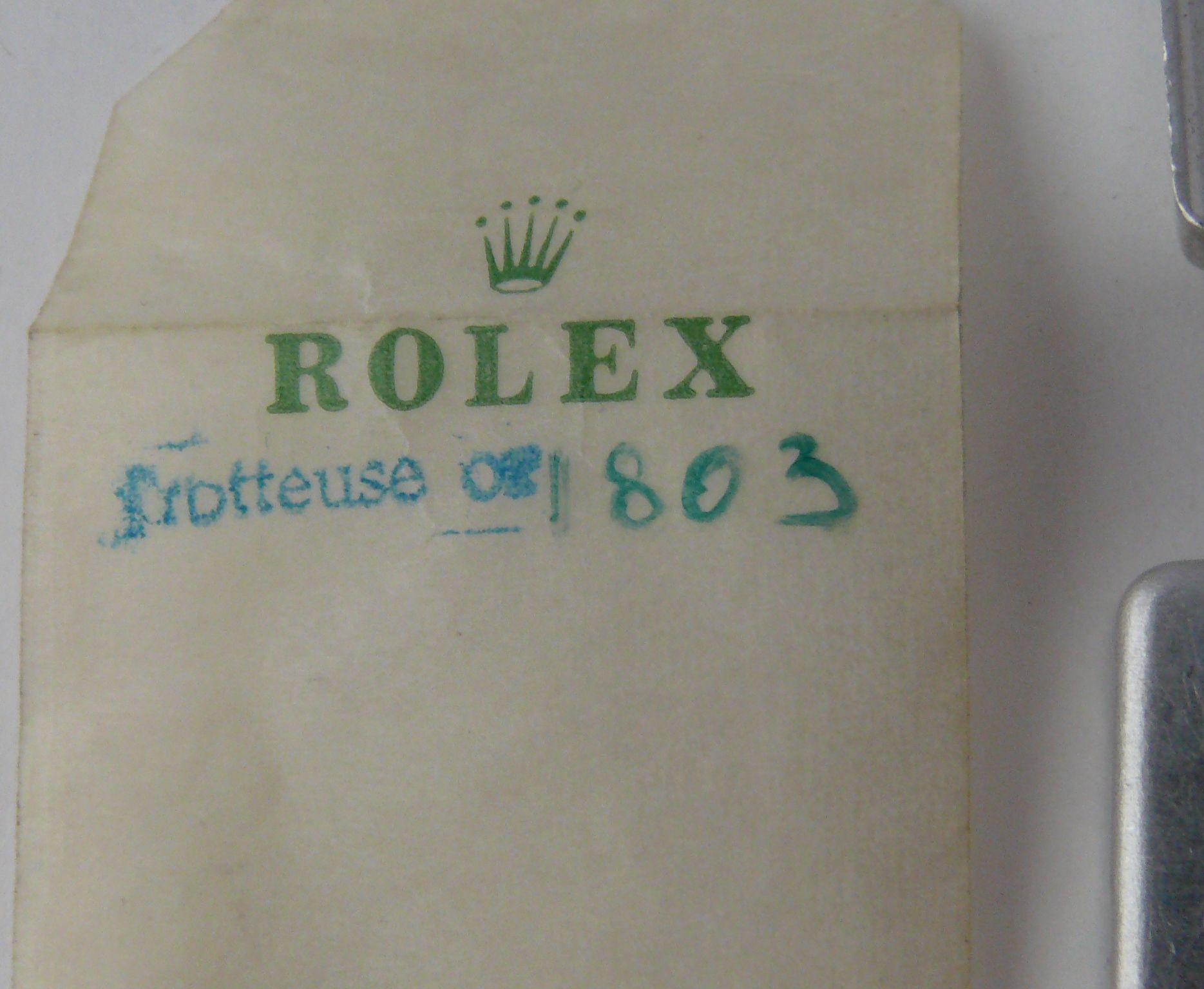 Vintage Rolex Trotteuse 1803 Day date Packet plus a metal parts box - Image 2 of 2
