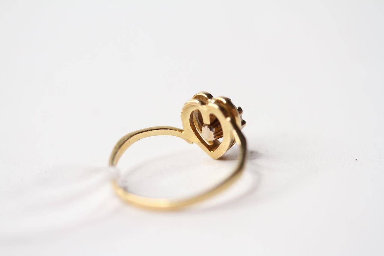 Diamond Heart Ring, stamped 18ct yellow gold, size P, 3.22g. - Image 2 of 2