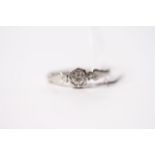 Diamond Solitaire Ring, set with an old cut diamond, platinum, size P1/2, 2.5g.