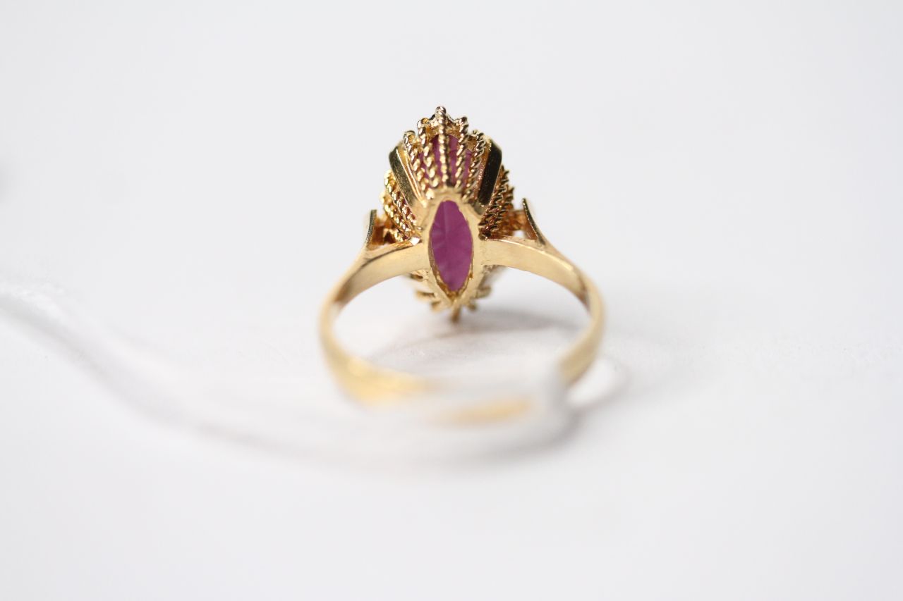 Marquise Cut Amethyst Ring, 18ct yellow gold, size M, 4.4g. - Image 3 of 3