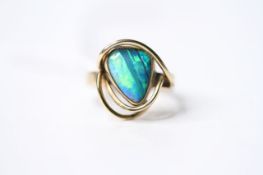 Opal Ring, 9ct yellow gold, size O, 3.8g.