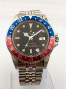 ROLEX GMT PEPSI BEZEL LONG E WRISTWATCH REF 1675, a very nice early long E from 1967, the case has