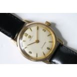 VINTAGE 9ct OMEGA SEAMASTER DRESS WATCH , circular cream dial, Arabic and arrow hour markers, 33mm