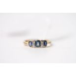 7 Stone Sapphire & Diamond Ring, 18ct yellow gold, size O1/2.