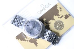 VINTAGE OMEGA SEAMASTER COSMIC WITH PAPERS 1973,circular grey dial with baton hour markers, date