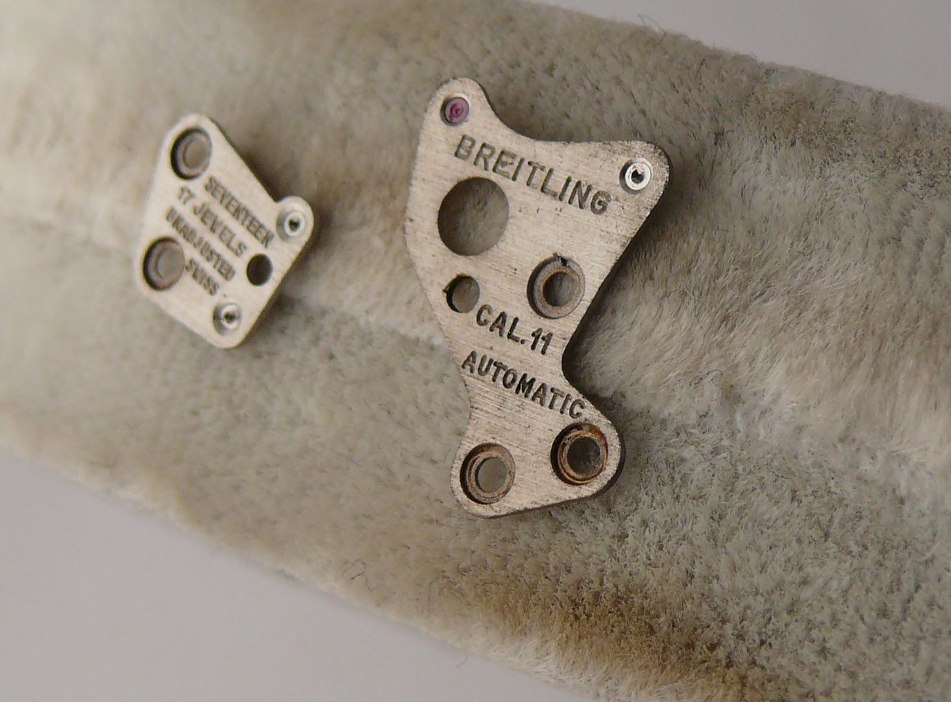 Vintage Breitling calibre 11 Movement Bridge. Both are in used condition, as can be seen from the - Image 3 of 5