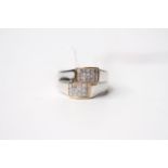 Princess Cut Diamond Ring, 18ct yellow & white gold, size M, diamond total 1.50ct, 11.2g.