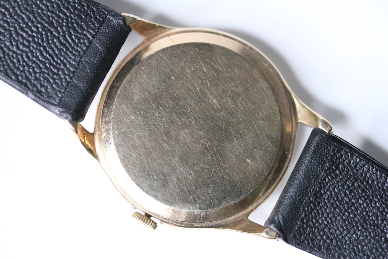 VINTAGE 9CT BRUEN GRAND PRIX DRESS WATCH, silvered dial, Arabic and baton hour markers, 9ct Dennison - Image 2 of 3