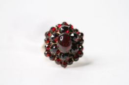 Garnet Cluster Ring, 9ct yellow gold, size N, 4.7g.