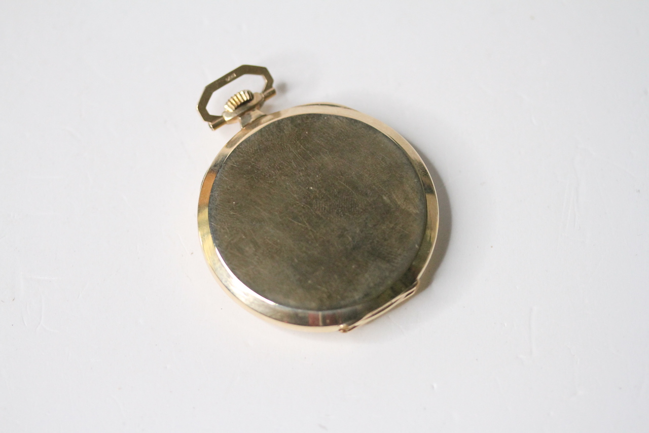 RARE 9CT C.BUCHERER'S ROLEX POCKET WATCH WITH BOX, circular silver dial with Art Deco arabic numeral - Image 3 of 5