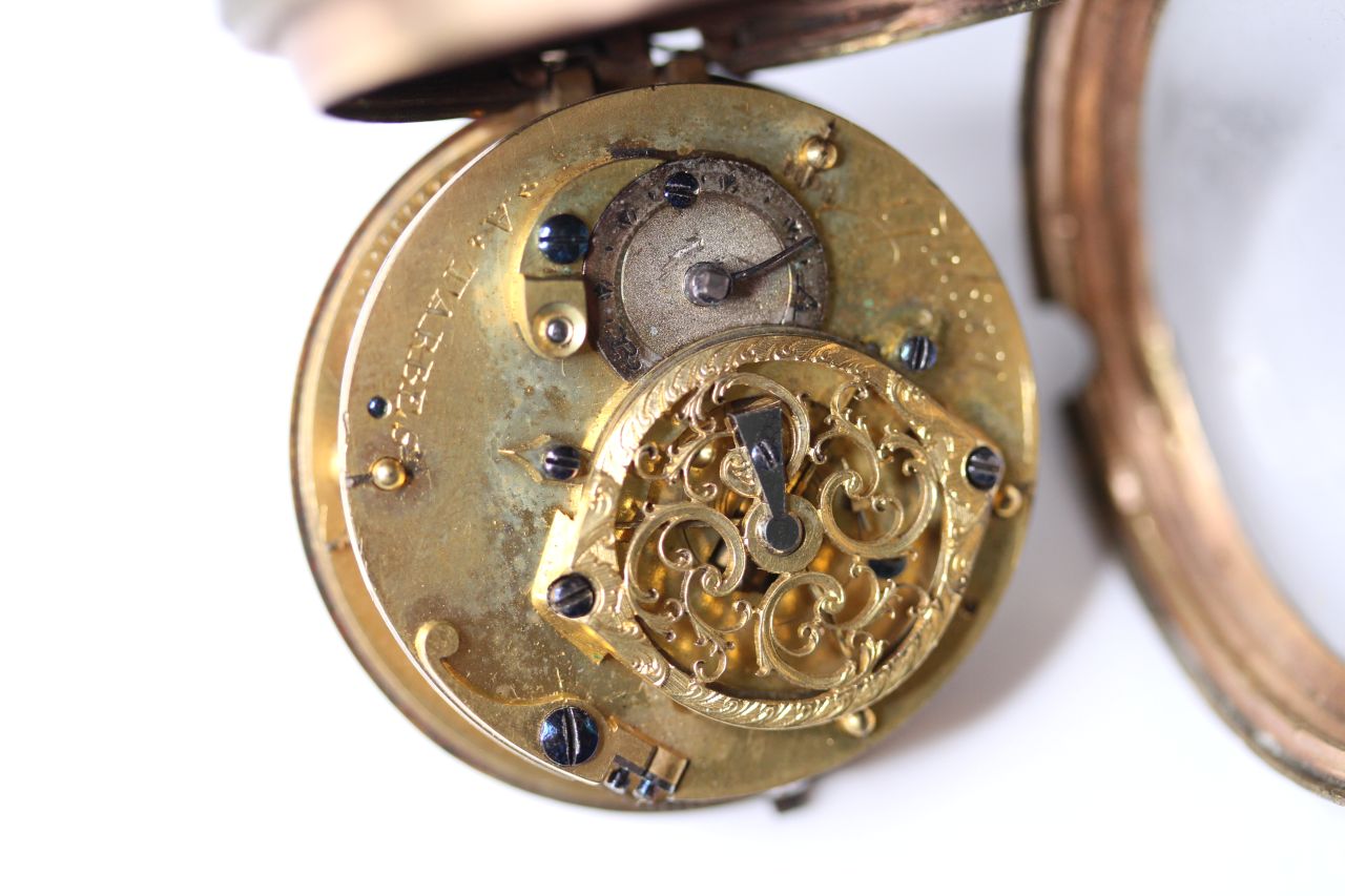 Galiay A.Tarbes Open Face Enamel Portrait Pocket Watch, circular white dial with roman numerals, - Image 5 of 6