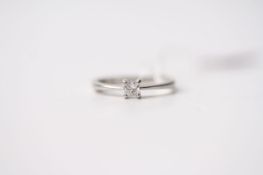 Princess Cut Diamond Solitaire Ring, platinum 950, 0.15ct diamond, size J1/2, 2.6.g.