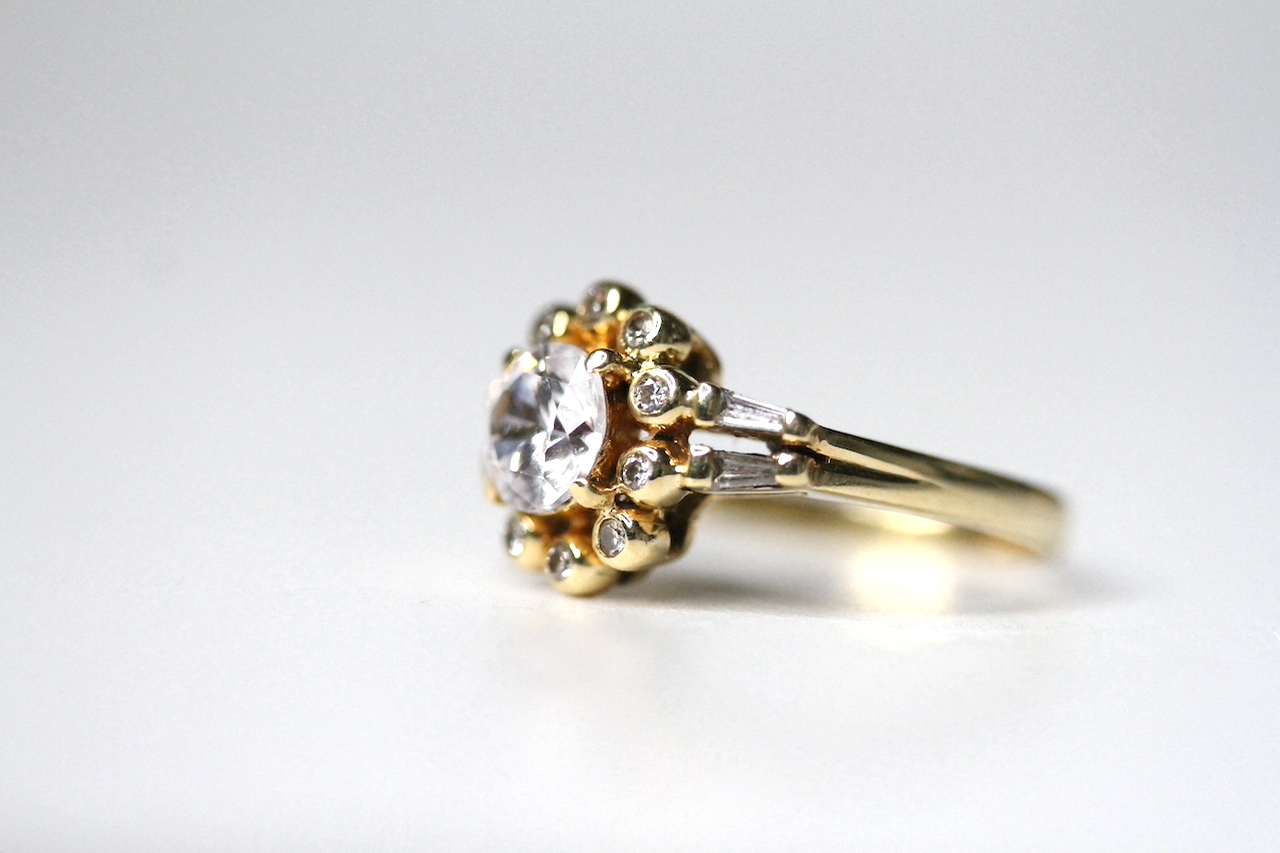 14CT BRILLIANT CUT DIAMOND CLUSTER RING, brilliant cut diamond cluster ring, centre brilliant cut - Image 2 of 3