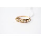 Victorian 5 Stone Diamond Ring, stamped 18ct yellow gold, size Q1/2, 3.91g.