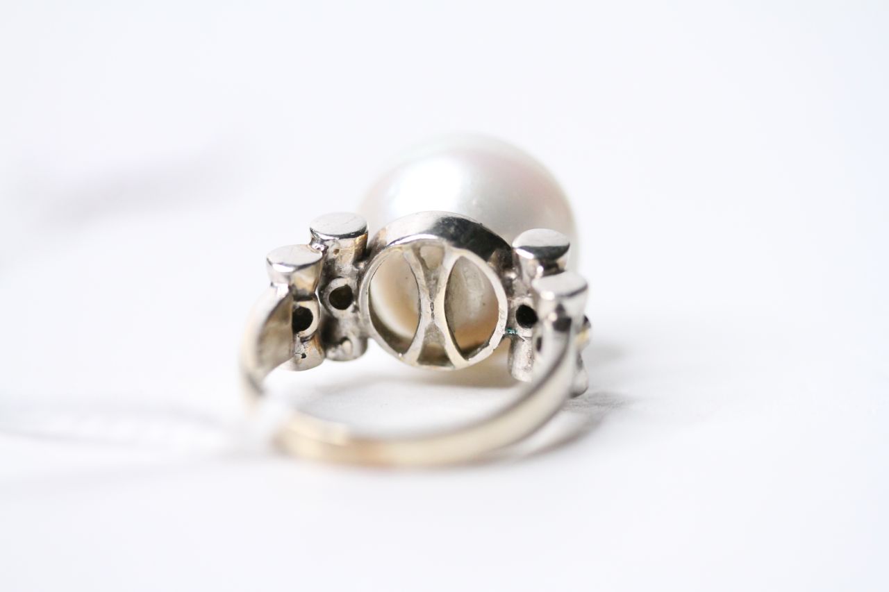 Pearl & Diamond Cocktail Ring, size P, 11.7g. - Image 3 of 3