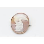 antique 9ct gold framed carved shell cameo brooch of Hebe Goddess of youth 11.4 grams gross