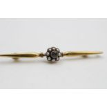 15ct gold antique sapphire & seed pearl halo bar brooch 3.8 grams gross