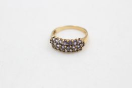 9ct gold vintage tanzanite pave setting dress ring (2.5g)