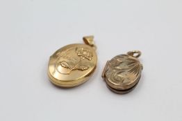 2 x 9ct Gold lockets inc. engraved, mum 3.4 grams gross