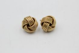 9ct gold textured knot stud earrings (3.3g)