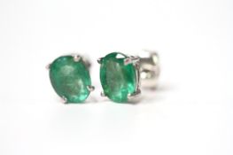 Pair of emerald silver studs