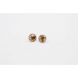 9ct gold Chinese letter stud earrings 0.8 grams gross